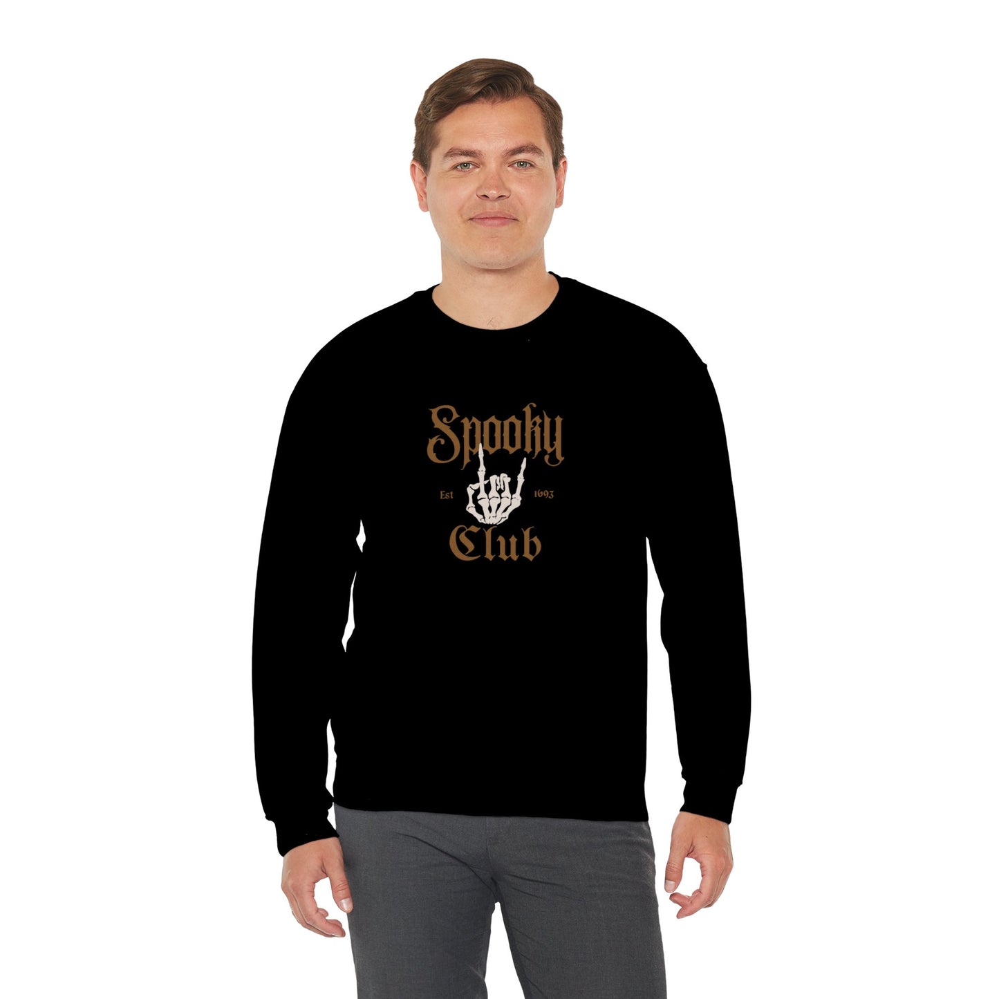 Spooky Club Halloween Skeleton Sweatshirt -Black