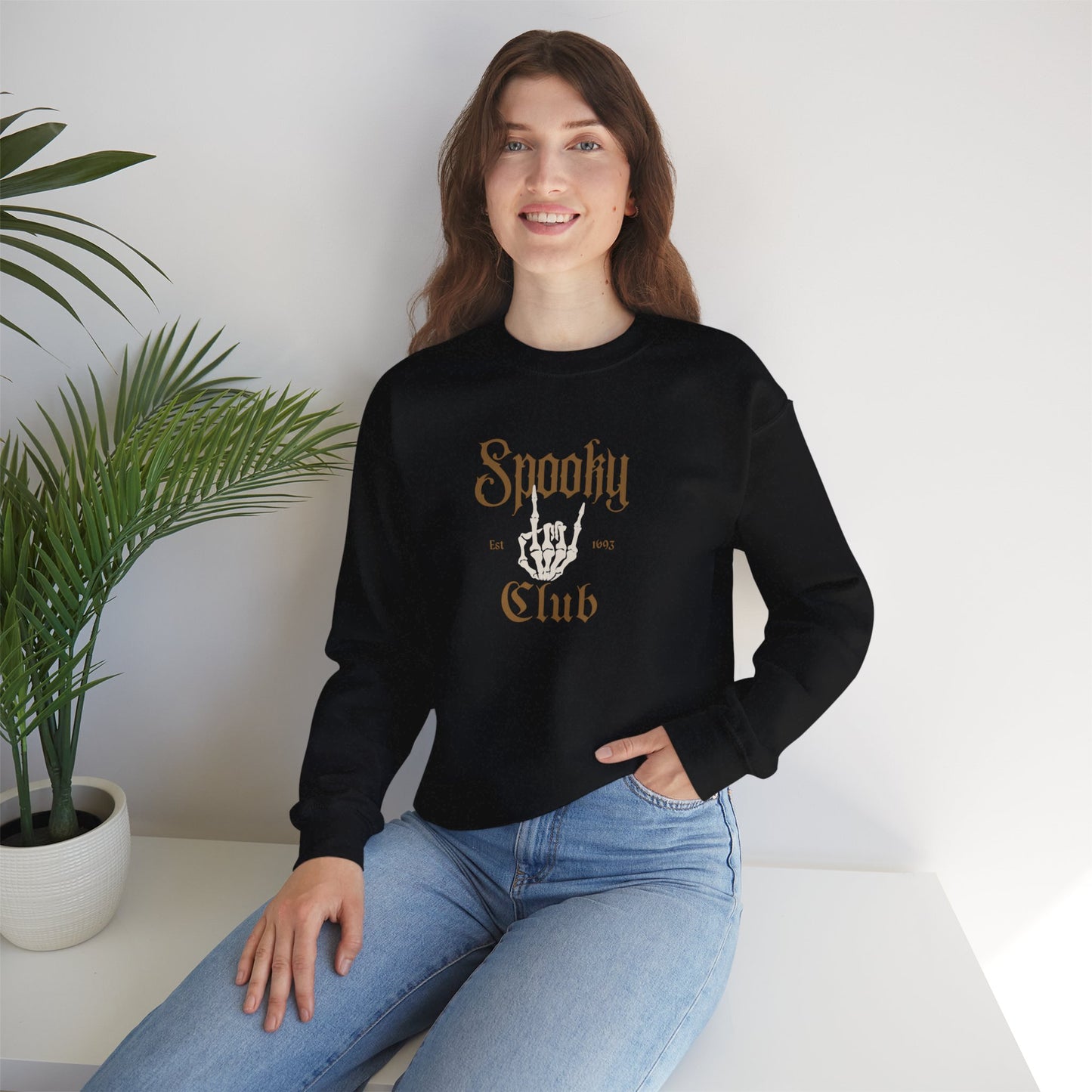 Spooky Club Halloween Skeleton Sweatshirt -Black