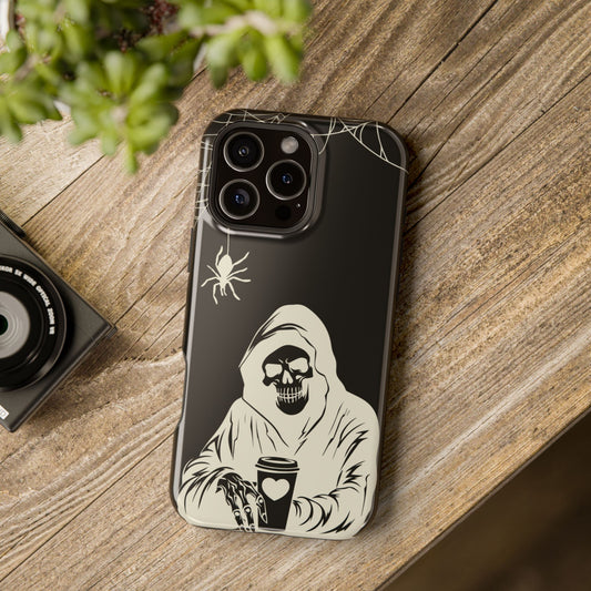 Magnetic Spooky Skeleton with Spider Design - I Phone 16, I Phone 16 Pro, I Phone 16 Plus, I Phone 16 Pro Max