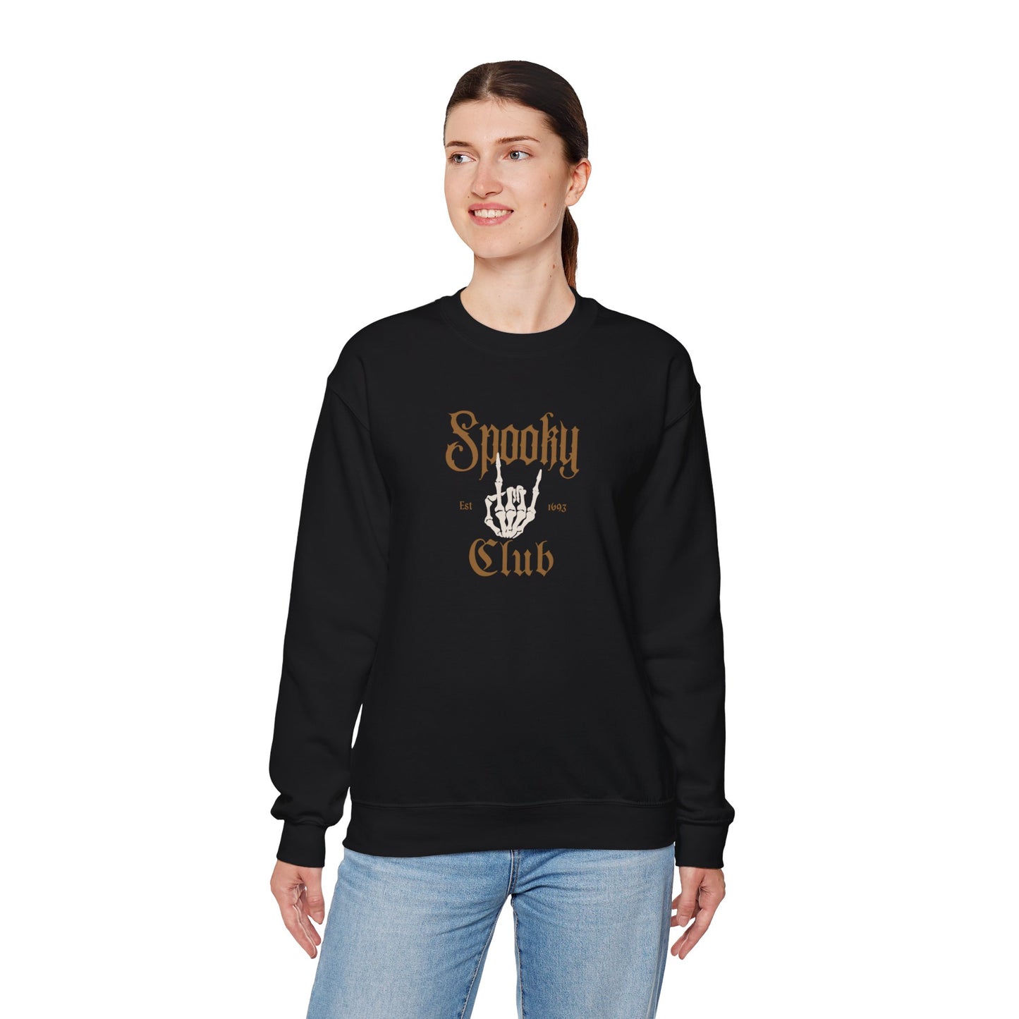 Spooky Club Halloween Skeleton Sweatshirt -Black